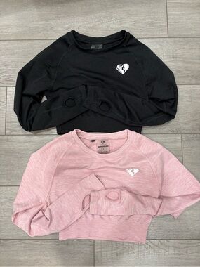 WOMENS BEST Set of 2 Cropped Active long sleeve - Black & Pink